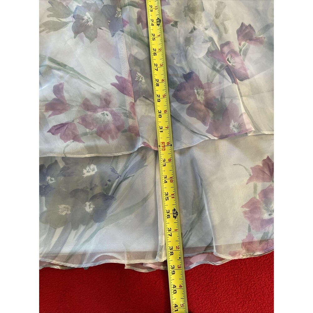 BREEZY BLUE BEAUTY ursula light blue floral longsleeve chiffon dress size 12 - Picture 5 of 11